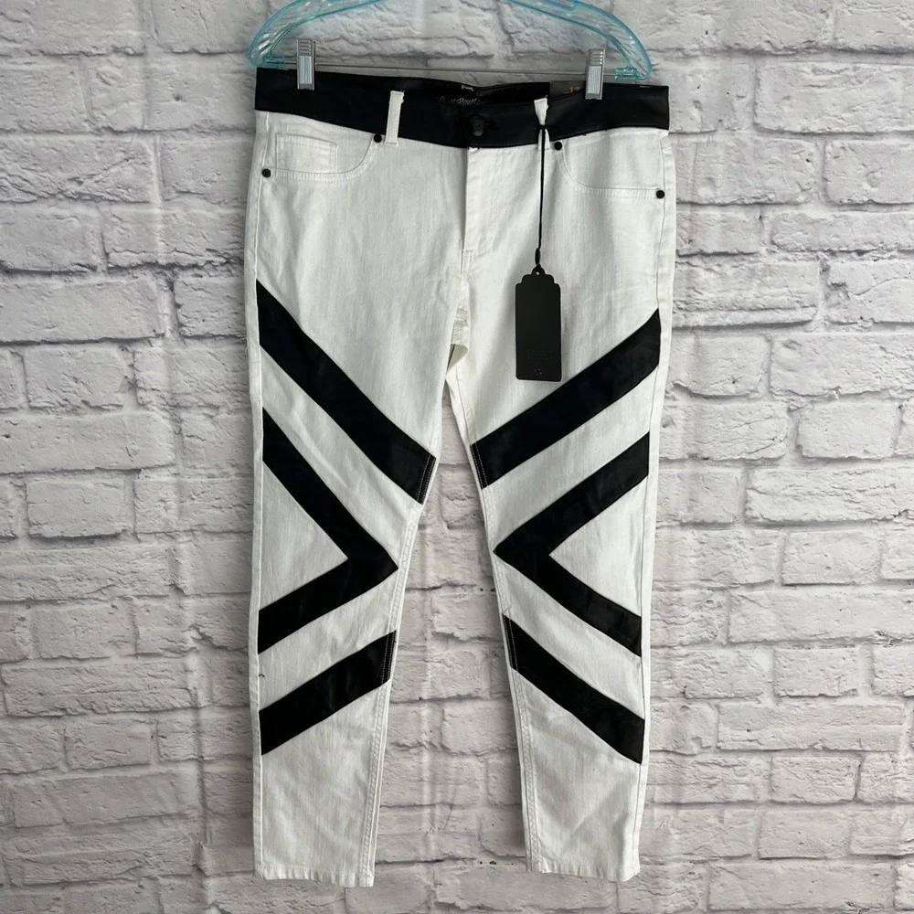 Boom Boom Vintage Y2K Motocross Streetwear Black & White Jeans Size Juniors 13